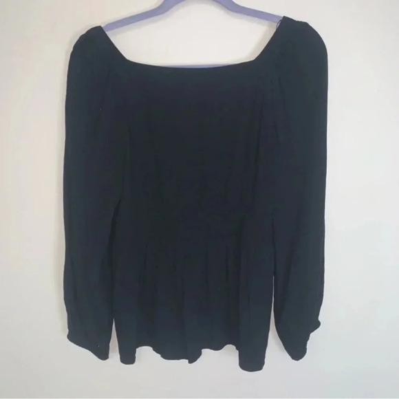 Old Navy Black Scoop Neck Rayon Button Up Blouse L - Picture 2 of 9